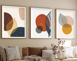 Wallity Cuadro Decorativo Enmarcado Huhu209 50 x 70 cm (3 piezas)